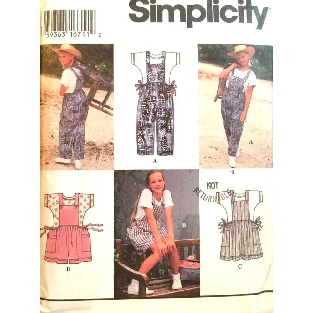Simplicity Sewing Pattern 9468 Jumpsuit‎ Jumper and Top Girls Size 7-10